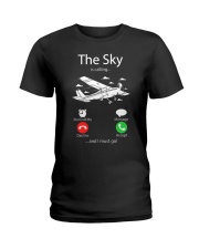 AIRLINE PILOT GIFTS - SKY IS CALLING Ladies T-Shirt thumbnail