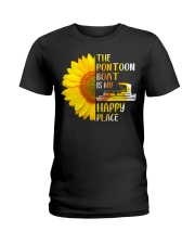 PONTOON BOAT GIFT - HAPPY PLACE Ladies T-Shirt tile