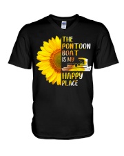 PONTOON BOAT GIFT - HAPPY PLACE V-Neck T-Shirt tile