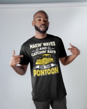PONTOON BOAT GIFT - MAKIN' WAVES AND CATCHIN' RAYS Classic T-Shirt apparel-classic-tshirt-lifestyle-front-32
