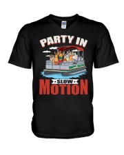 PONTOON GIFT - HAPPY EASTER PARTY IN SLOW MOTION V-Neck T-Shirt tile