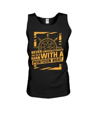 NEVER UNDERESTIMATE AN OLD MAN WITH A PONTOON BOAT Unisex Tank thumbnail