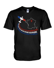 AIRPLANE GIFTS - FRANCE FLAG ALPHABET V-Neck T-Shirt thumbnail