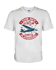 Pilot Aviation Gifts The Sky Is My Playground V-Neck T-Shirt tile