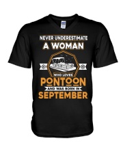PONTOON BOAT GIFT - SEPTEMBER PONTOON WOMAN V-Neck T-Shirt thumbnail