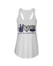 Peace Love Back The Blue Ladies Flowy Tank tile