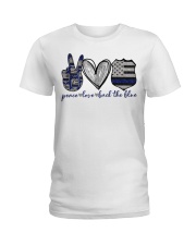 Peace Love Back The Blue Ladies T-Shirt tile