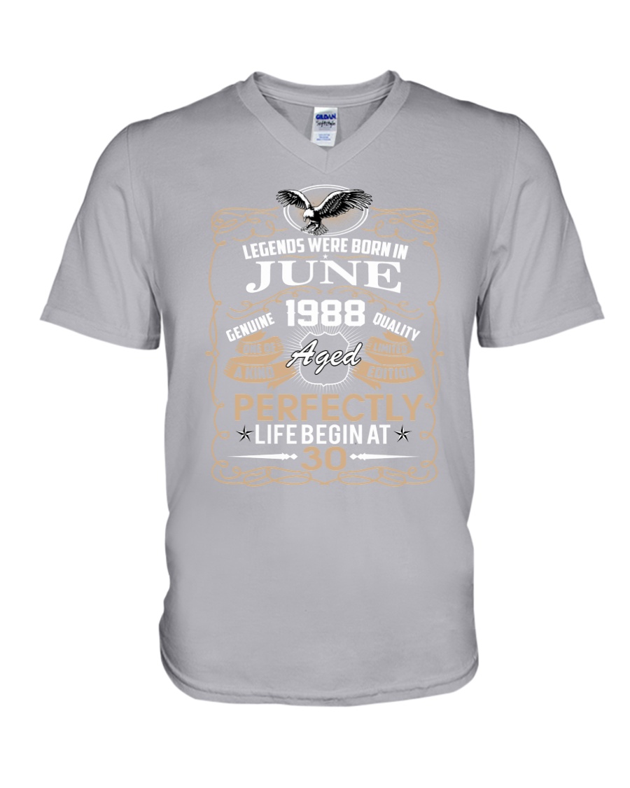 30th Birthday Gift - Legend were born in JUNE V-Neck T-Shirt