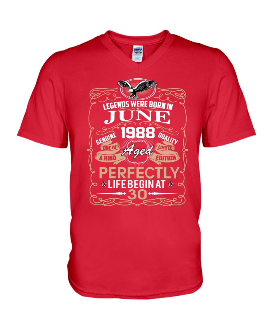 30th Birthday Gift - Legend were born in JUNE V-Neck T-Shirt