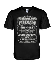 Born in February 1958 V-Neck T-Shirt thumbnail