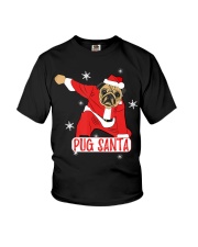 Pug Dog Christmas Pajama Santa Youth T-Shirt tile
