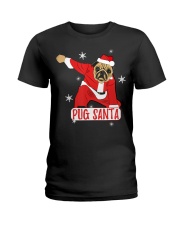 Pug Dog Christmas Pajama Santa Ladies T-Shirt tile