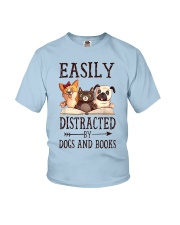 Book Easily Distracted By Dogs And Books 2 Youth T-Shirt tile