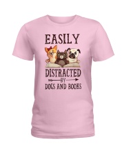 Book Easily Distracted By Dogs And Books 2 Ladies T-Shirt tile