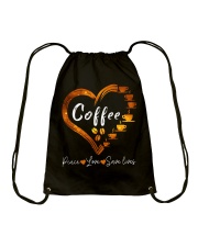 Coffee Peace Love Save Lives Coffee Heart Drawstring Bag tile