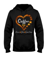 Coffee Peace Love Save Lives Coffee Heart Hooded Sweatshirt front