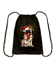 Pug Dog Christmas Tee Reindeer Drawstring Bag tile