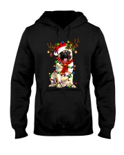 Pug Dog Christmas Tee Reindeer Hooded Sweatshirt front