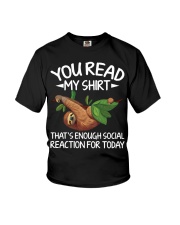 Sloth You Read My Shirt Youth T-Shirt tile