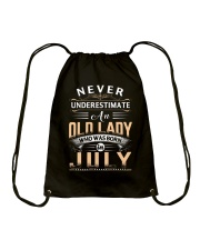 July Never Underestimate An Old Lady Drawstring Bag tile