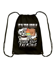 Teacher It's Too Early Please Stop Talking Drawstring Bag tile