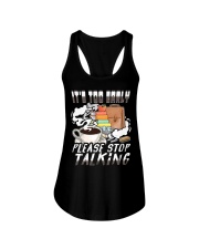 Teacher It's Too Early Please Stop Talking Ladies Flowy Tank tile