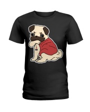 Pug Dog Tattoo I Love Dad Ladies T-Shirt tile
