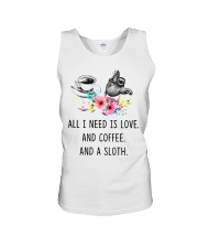 Coffee I Need Is Love And Coffee And A Sloth Unisex Tank tile