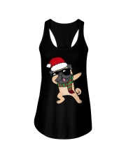 Pug Dog Dabbing Christmas Ladies Flowy Tank tile