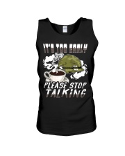 Veteran It's Too Early Please Stop Talking Unisex Tank tile