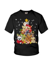 Bulldog Dog Frenchie Christmas Tree Youth T-Shirt tile