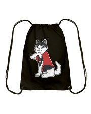 Husky Dog Tattoo I Love Mom Drawstring Bag tile