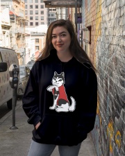 Husky Dog Tattoo I Love Mom Hooded Sweatshirt lifestyle-unisex-hoodie-front-1
