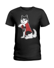 Husky Dog Tattoo I Love Mom Ladies T-Shirt tile