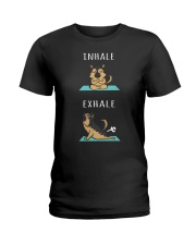 German Shepherd Dog Yoga Inhale Exhale Ladies T-Shirt tile