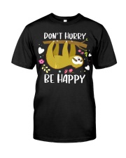 Sloth Don't Hurry Be Happy Funny Lazy Sloth Classic T-Shirt tile