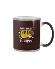 Sloth Don't Hurry Be Happy Funny Lazy Sloth Color Changing Mug tile