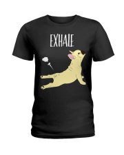 Bulldog Dog French Bulldog Yoga Exhale Ladies T-Shirt tile