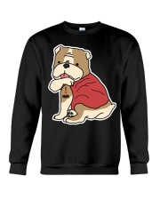 Bulldog Dog Tattoo I Love Mom Crewneck Sweatshirt tile