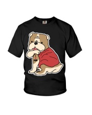 Bulldog Dog Tattoo I Love Mom Youth T-Shirt tile