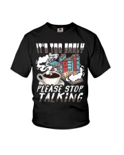 Book It's Too Early Please Stop Talking Youth T-Shirt tile