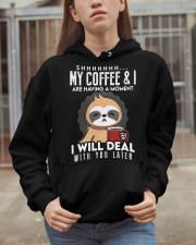 Sloth My Coffee Are Having A Moment Sloth Hooded Sweatshirt apparel-hooded-sweatshirt-lifestyle-07