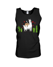Llama Sloth Riding Llama Hearts Unisex Tank tile