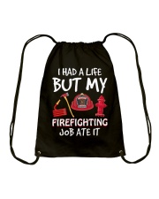 Firefighter My Firefighting Job Ate It Drawstring Bag tile