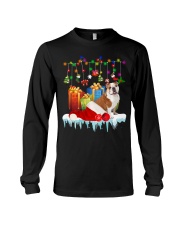 Bulldog Dog Christmas Santa Hat Long Sleeve Tee tile