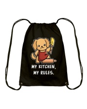 Golden Retriever Dog My Kitchen My Rules Drawstring Bag tile