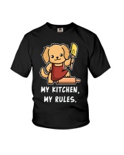 Golden Retriever Dog My Kitchen My Rules Youth T-Shirt tile