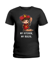 Firefighter My Kitchen My Rules Ladies T-Shirt tile