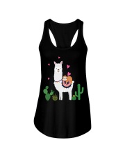 Llama Sloth Riding Llama Heart Ladies Flowy Tank tile
