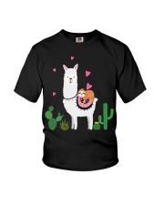Llama Sloth Riding Llama Heart Youth T-Shirt tile